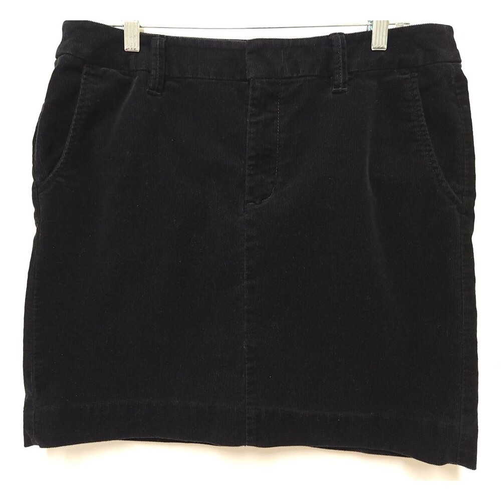 Eddie Bauer Black Corduroy Mini A-Line Skirt Women's Size 12 W34 Length 19 - Picture 2 of 6
